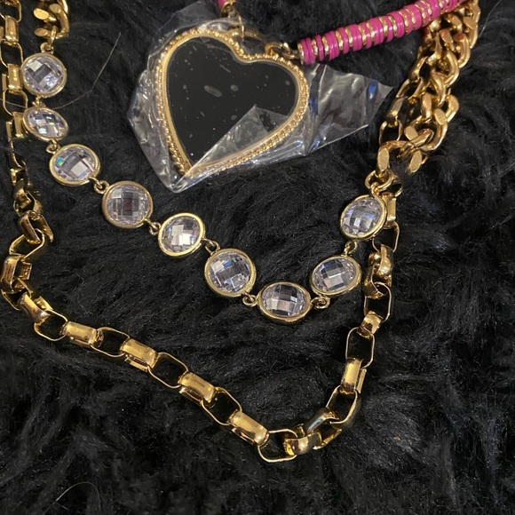 Juicy Couture Statement Elegant Multi Layered Crystal Gold Chain Necklace NWT - Picture 6 of 7